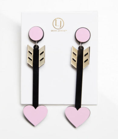 Pink Heart Arrow Earrings