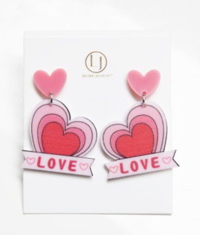 Pink Love Heart Earrings