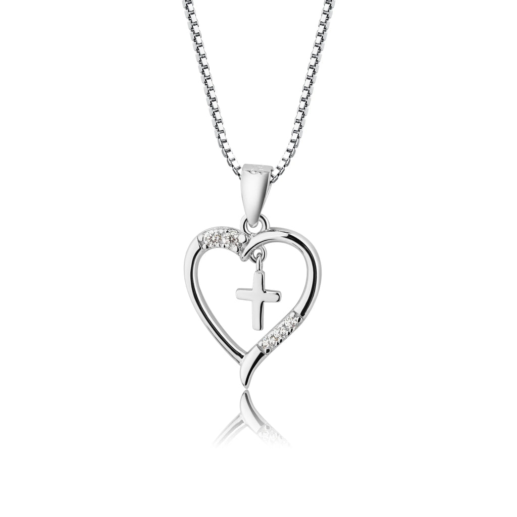 Cherished Moments Dancing Cross Heart Baby Necklace