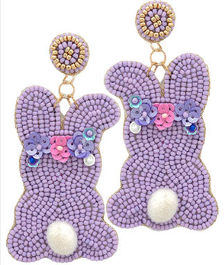 Little Miss Cotton Tail Lavender Earrings