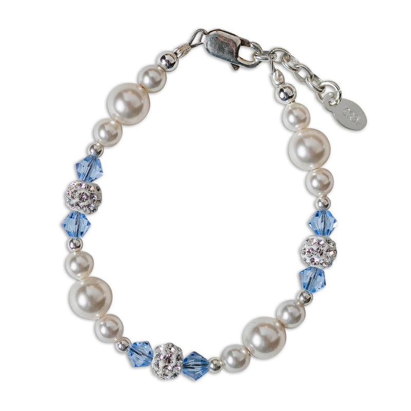 Elsa Sterling Silver Blue Crystal & Pave Bead Baby Bracelet