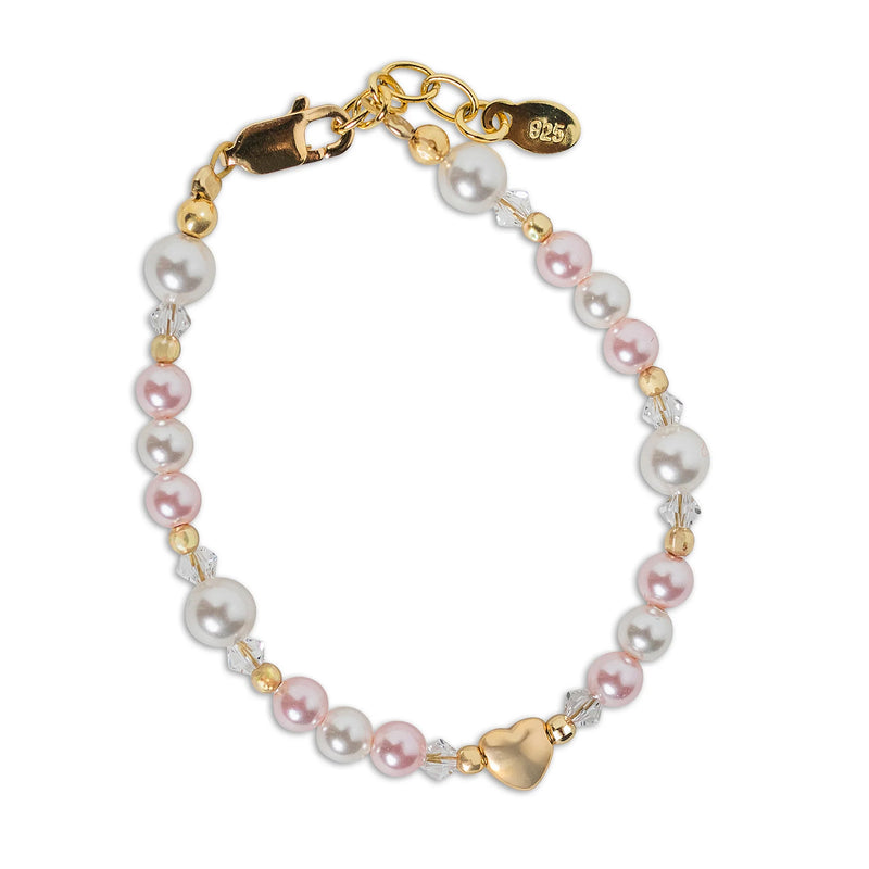 Evelyn Gold Heart & Swarovski Pearl Baby Bracelet