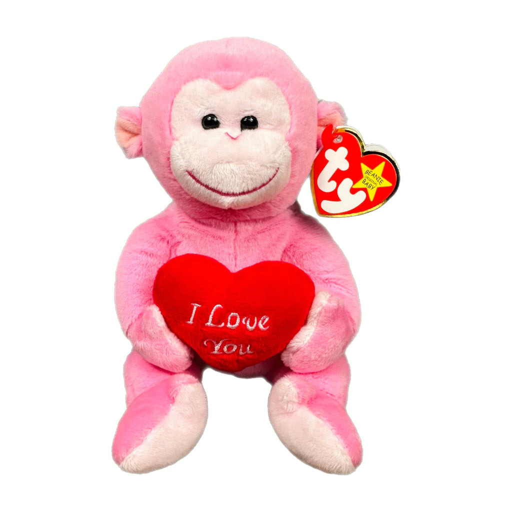 Ty Cherub Pink Monkey with Heart Beanie Baby