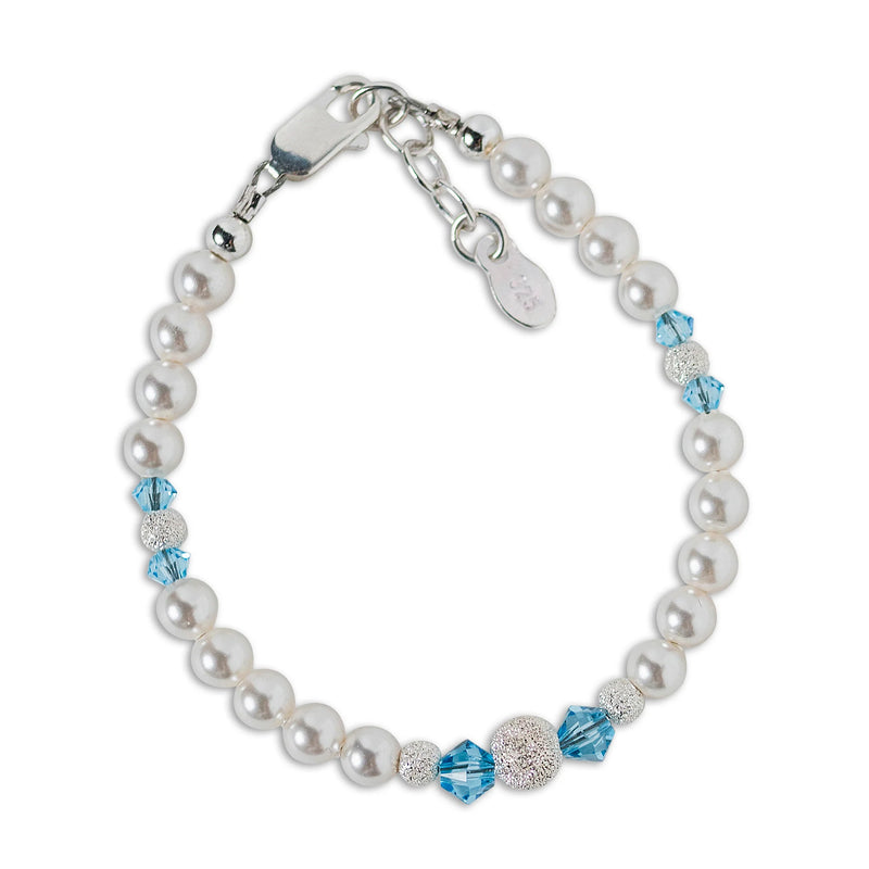 Kora Sterling Silver & Aqua Crystals Baby Bracelet