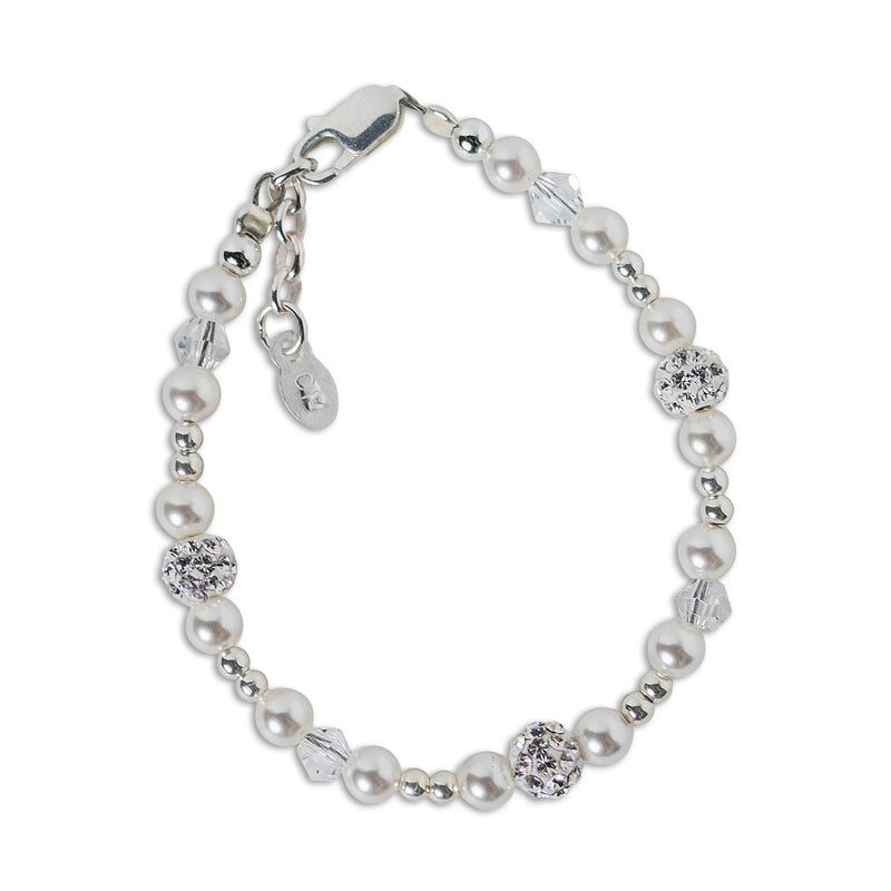 Luna Sterling Silver & Swarovski Pearl & Pave Beads Baby Bracelet
