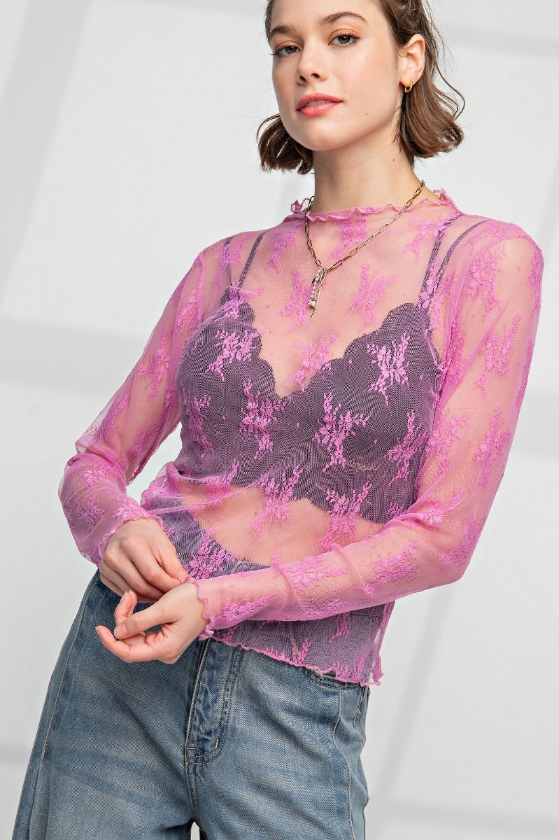 Stolen Glances All Over Sheer Lace Top