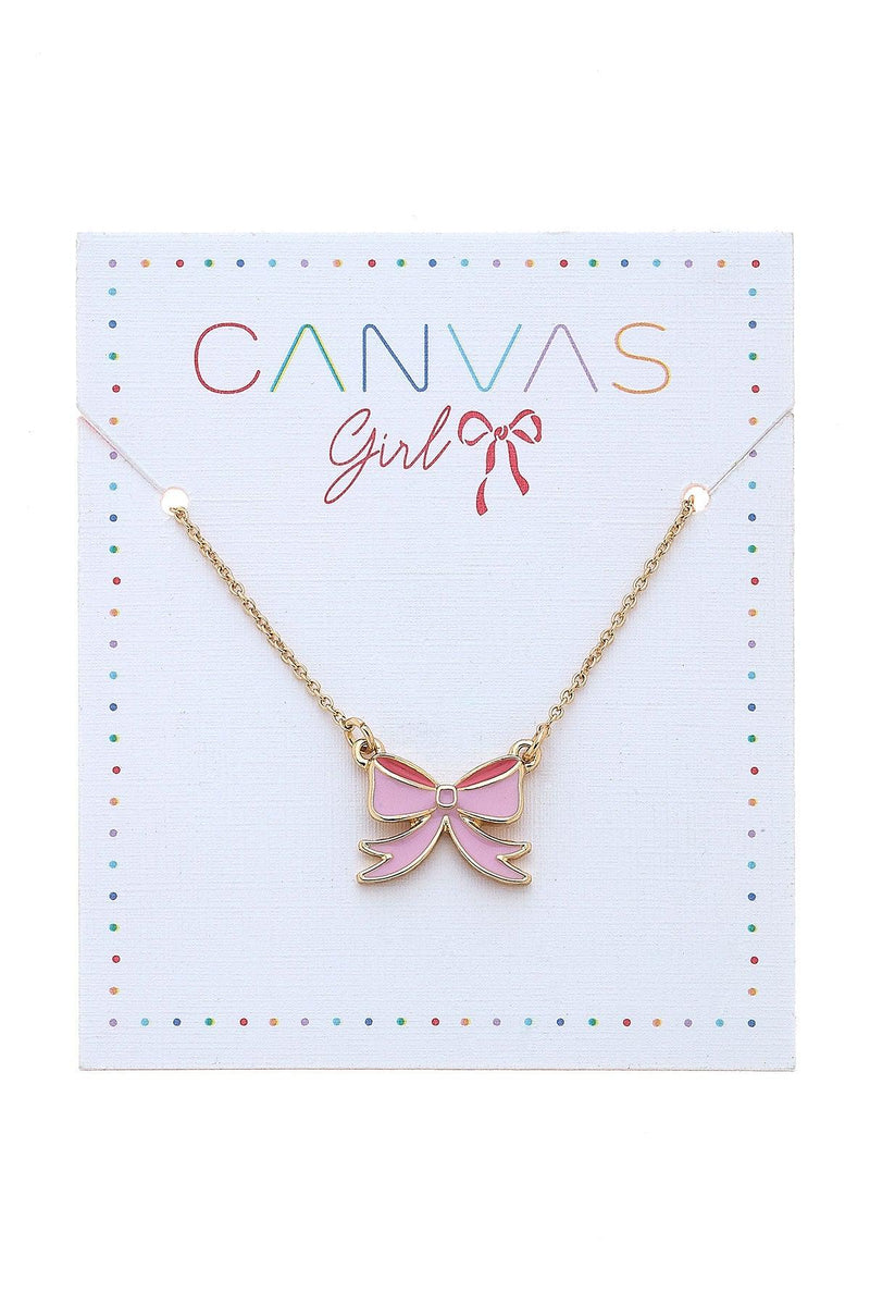 Zoey Pink Bow Delicate Kid's Necklace