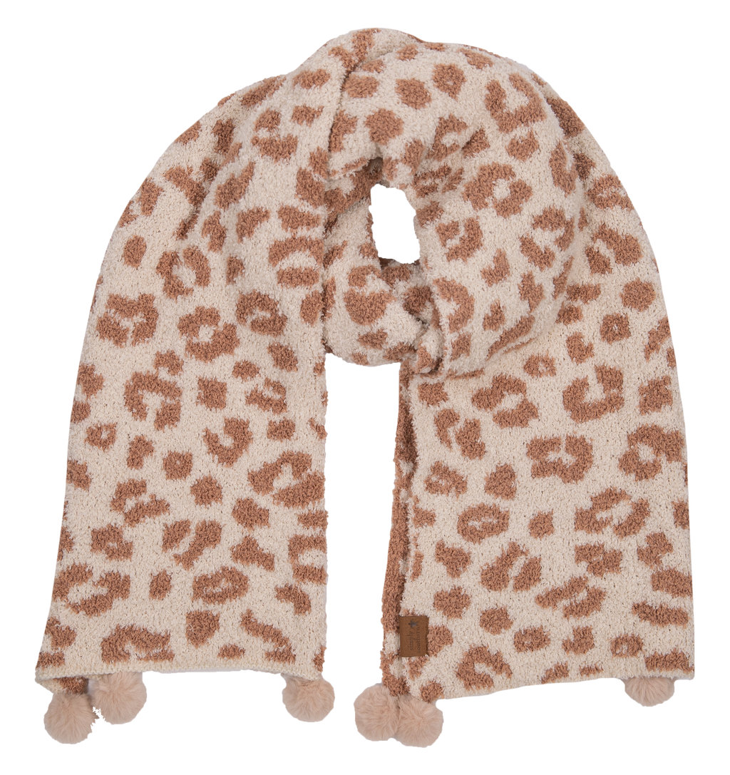 Cream Leopard Simply Southern Fuzzy Scarf