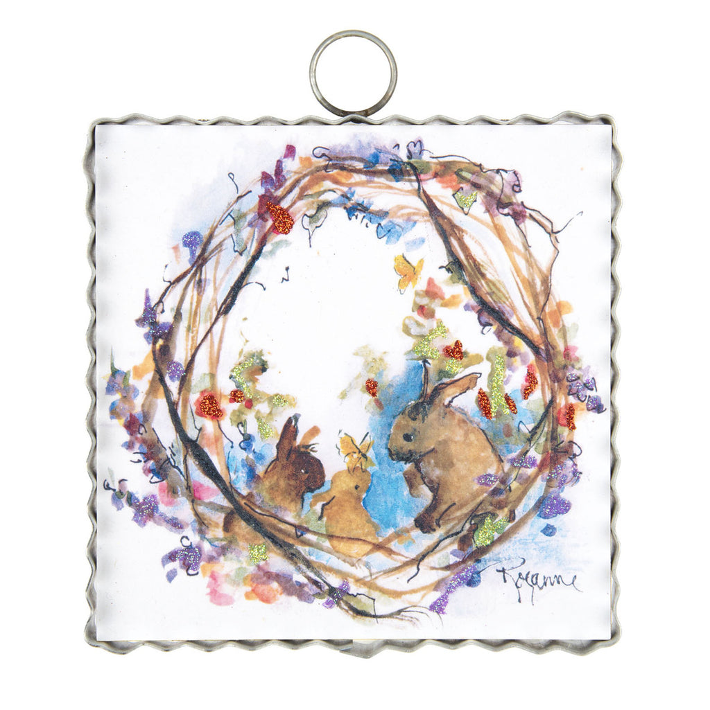 Roundtop Collection Rozie's Watercolor Bunny Wreath Mini Print