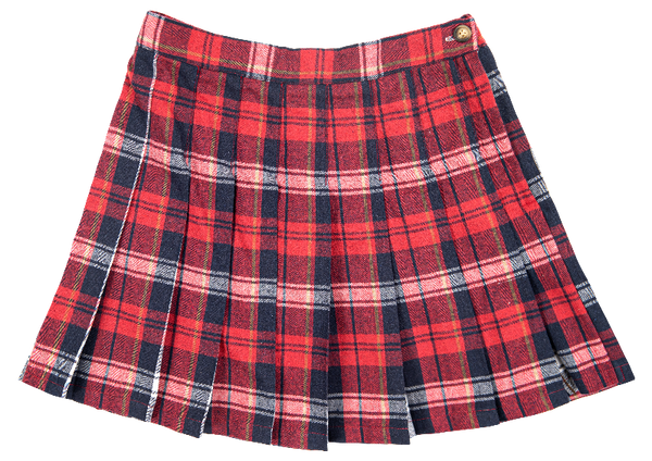Blue red plaid pleated skirt hot sale