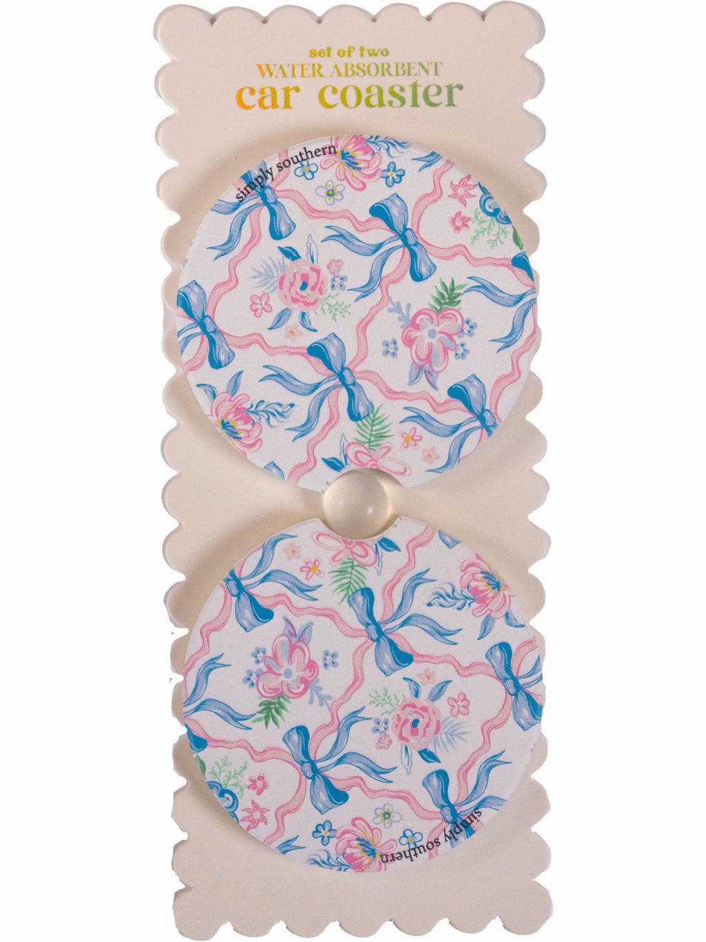 Ribbon Simply Southern Car Coaster Set