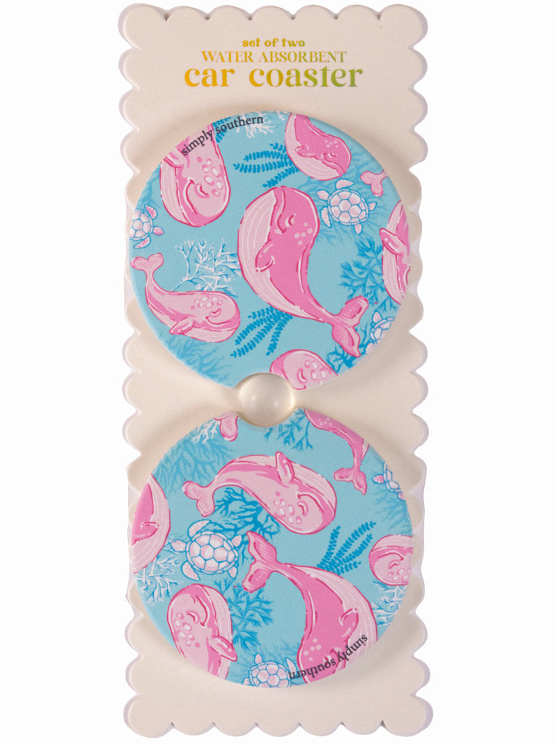 Whale Simply Southern Car Coaster Set