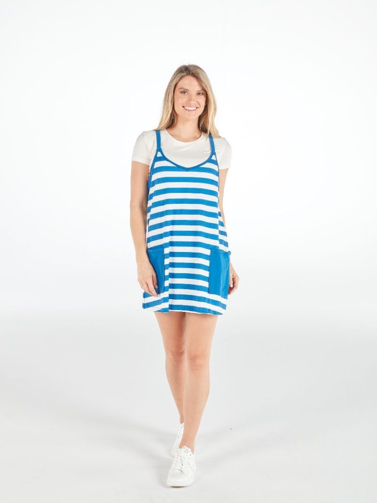 Tara Striped Royal Simply Southern Dress Small Tara Striped Royal Simply Southern Dress Small