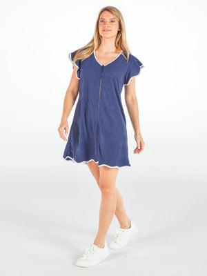 Simply Southern Navy Zip Terry Coverup Dress