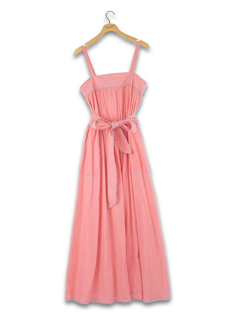 pink and red ric rac dress Picunela Long Pink/Red Ric Rac Dress Compania Fantastica