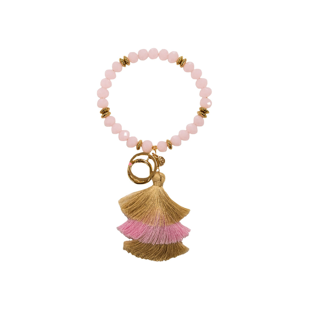 Pink Crystal Bead Bangle Keychain