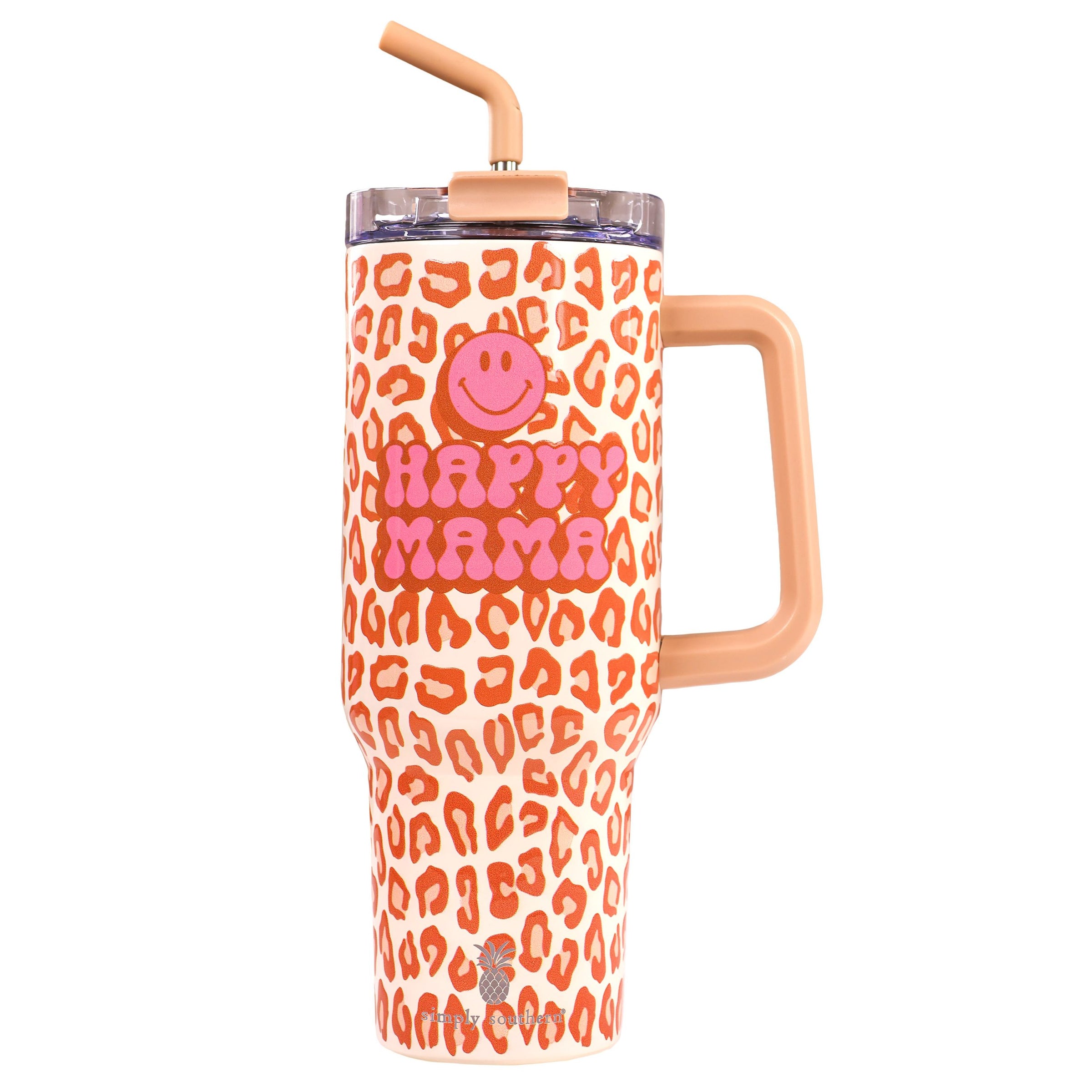 Katydid Pastel Happy Face Tumbler Cup with Handle