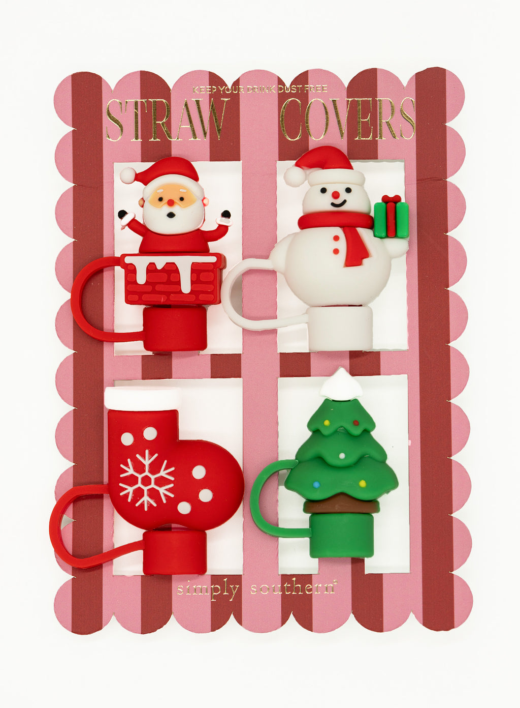 Santa Holiday Simply Southern Straw Topper Set
