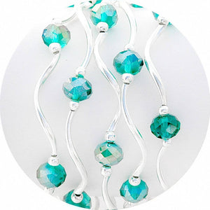 Teal Gold AB Color Story Gemstones + Crystals Beaded Stretch Bracelet