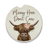 Messy Hair Cow Car Coaster