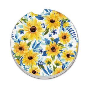 Sapphire Gold Sunflowers Car Coaster