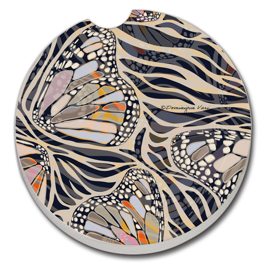 Zebra Butterflies Car Coaster