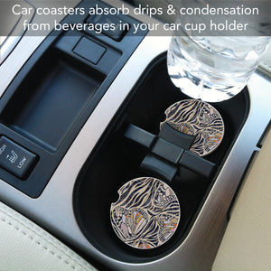 Zebra Butterflies Car Coaster