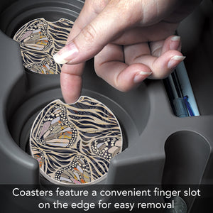 Zebra Butterflies Car Coaster