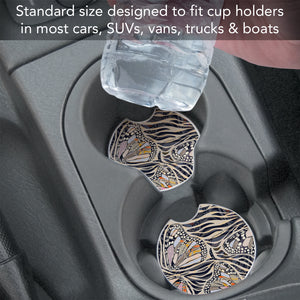 Zebra Butterflies Car Coaster