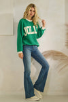 Jolly Kelly Green Cloudy Knit Pullover Top