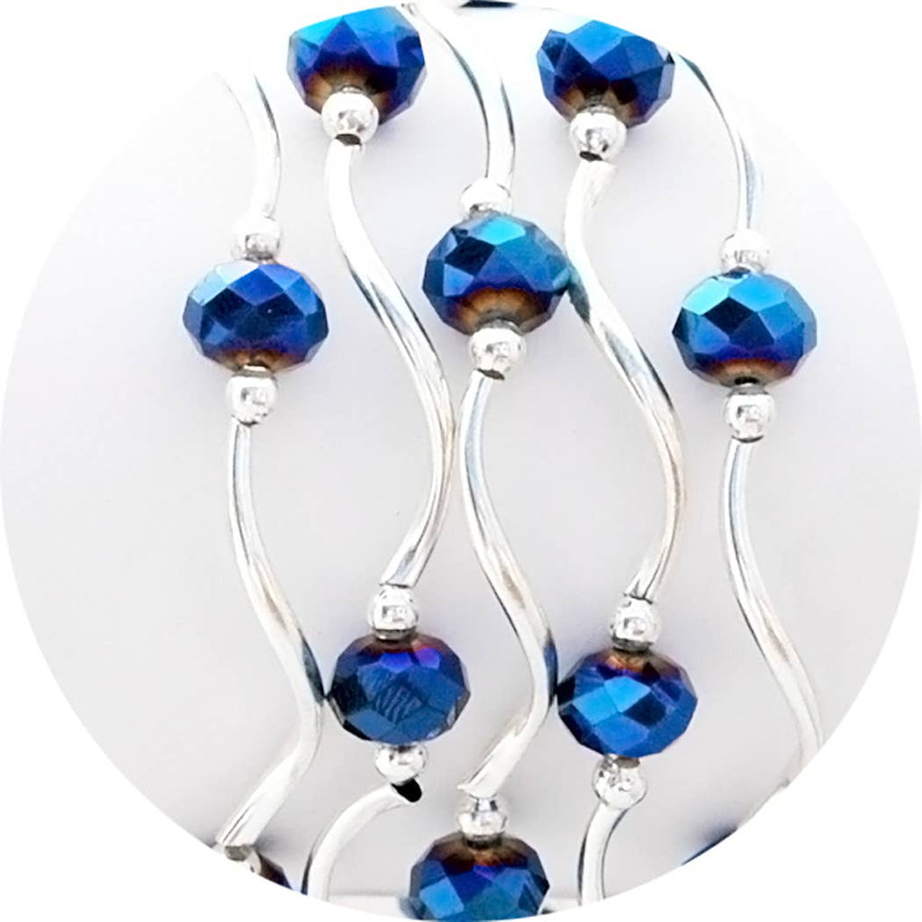 Electric Navy Color Story  Gemstones + Crystals Beaded Stretch Bracelet