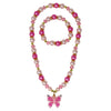 Pink Butterfly Necklace & Bracelet Set