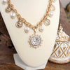 Boho Coin and Pearl Charms Silver Statement Necklace