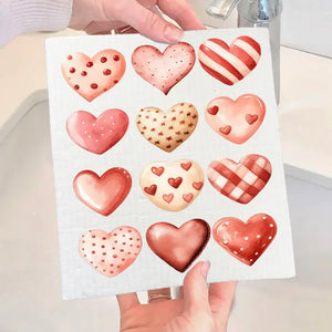 Valentine Heart Cookies Swedish Dish Cloth