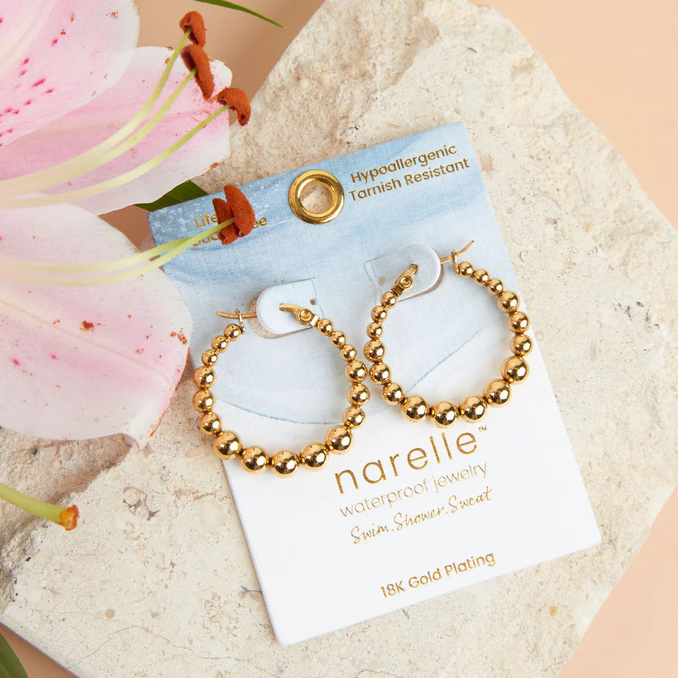Narelle Gold Waterproof Bubble Hoop Earrings