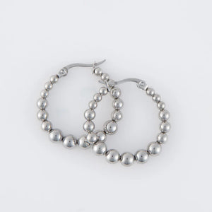Narelle Silver Waterproof Bubble Hoop Earrings