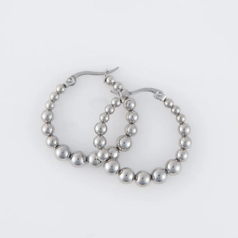 Narelle Silver Waterproof Bubble Hoop Earrings