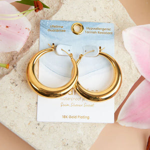 Narelle Gold Waterproof Round Hoop Earrings