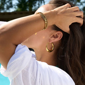Narelle Gold Waterproof Round Hoop Earrings