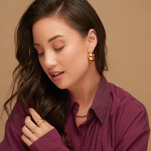 Narelle Gold Waterproof Bowl Hoop Earrings
