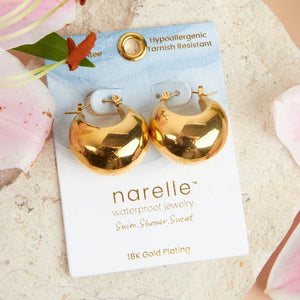 Narelle Gold Waterproof Bowl Hoop Earrings