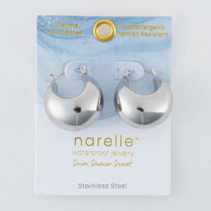 Narelle Silver Waterproof Bowl Hoop Earrings