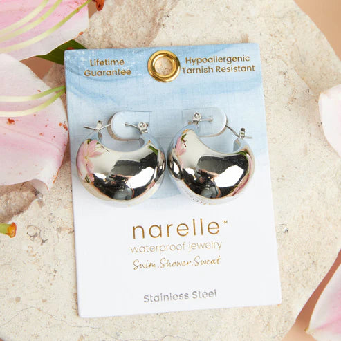 Narelle Silver Waterproof Bowl Hoop Earrings