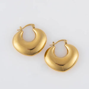 Narelle Gold Waterproof Round Geo Hoop Earrings