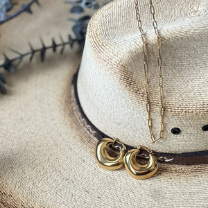Narelle Gold Waterproof Round Geo Hoop Earrings