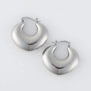 Narelle Silver Waterproof Round Geo Hoop Earrings