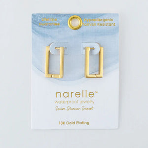 Narelle Gold Waterproof Rectangle Hoop Earrings