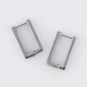 Narelle Silver Waterproof Rectangle Hoop Earrings