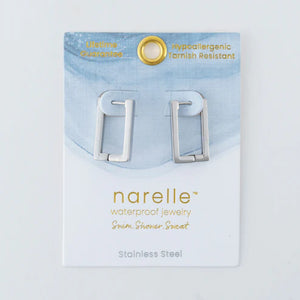 Narelle Silver Waterproof Rectangle Hoop Earrings