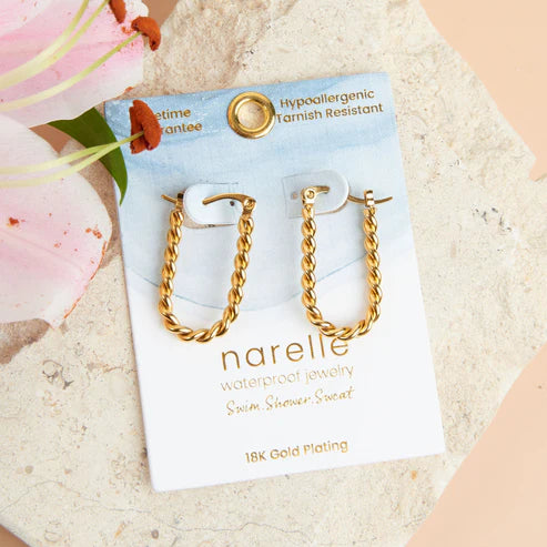 Narelle Gold Waterproof Twisted Hoop Earrings